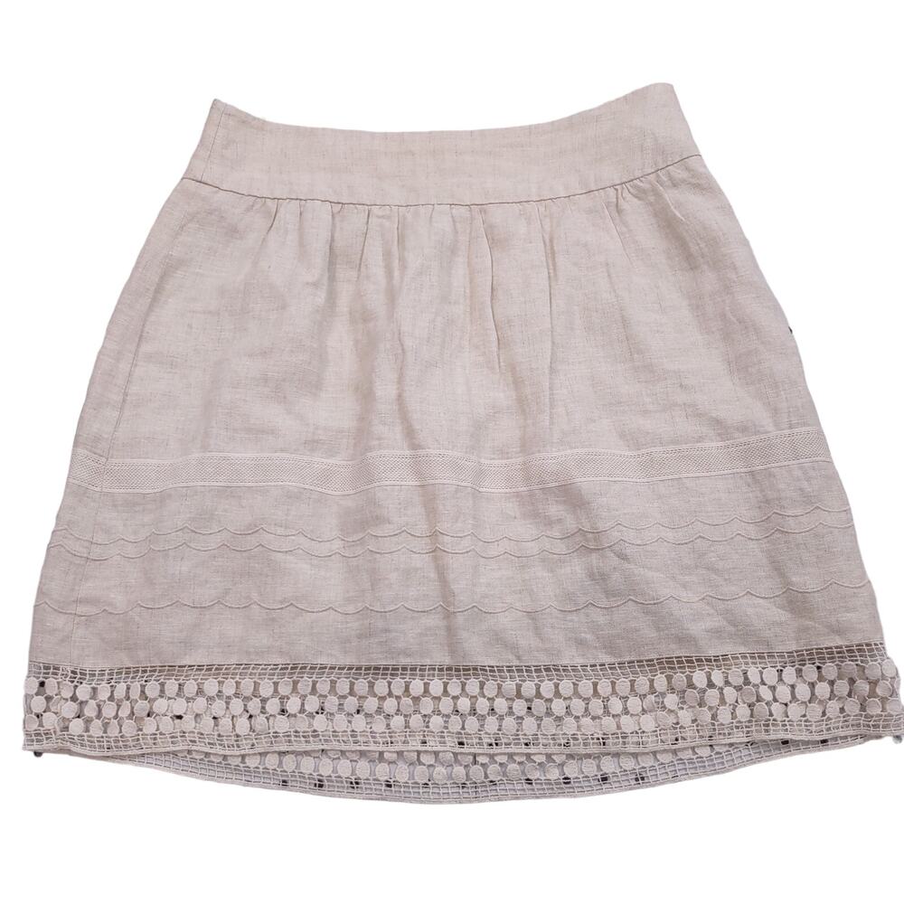 Ann Taylor Loft Linen Mini Skirt, Cream Color, Size 2